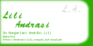 lili andrasi business card
